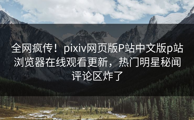 全网疯传！pixiv网页版P站中文版p站浏览器在线观看更新，热门明星秘闻评论区炸了