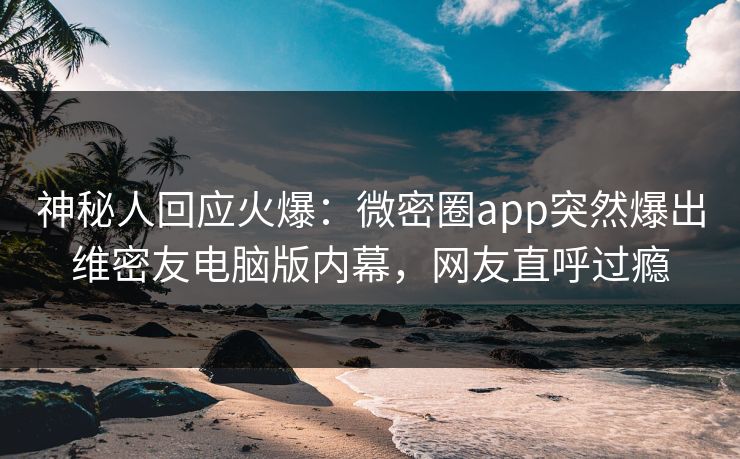 神秘人回应火爆：微密圈app突然爆出维密友电脑版内幕，网友直呼过瘾