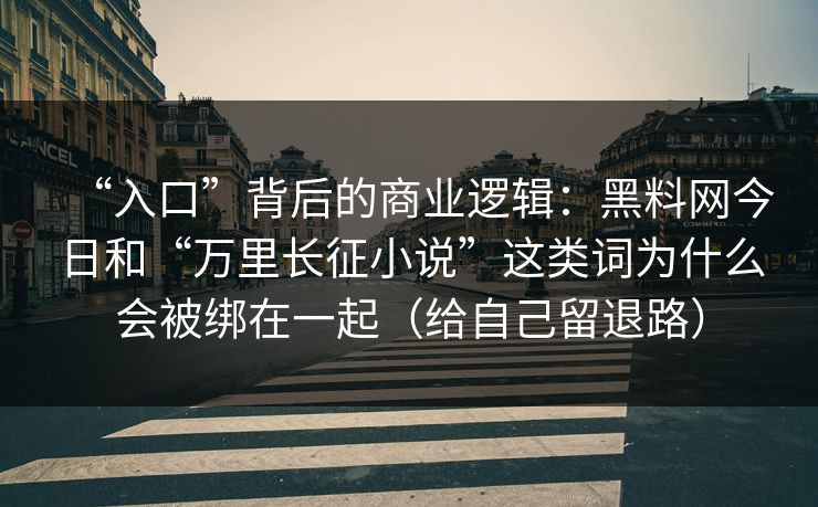 “入口”背后的商业逻辑：黑料网今日和“万里长征小说”这类词为什么会被绑在一起（给自己留退路）