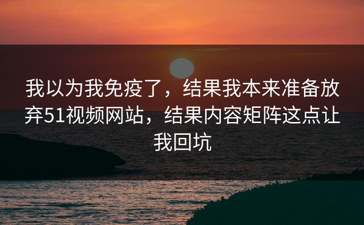 我以为我免疫了，结果我本来准备放弃51视频网站，结果内容矩阵这点让我回坑